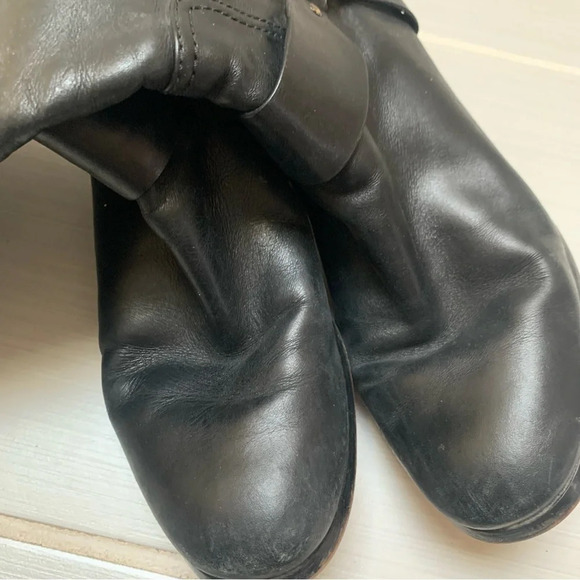 Michael Kors Black Gold Tall Leather Riding Boots Equestrian 10 - Picture 5 of 15